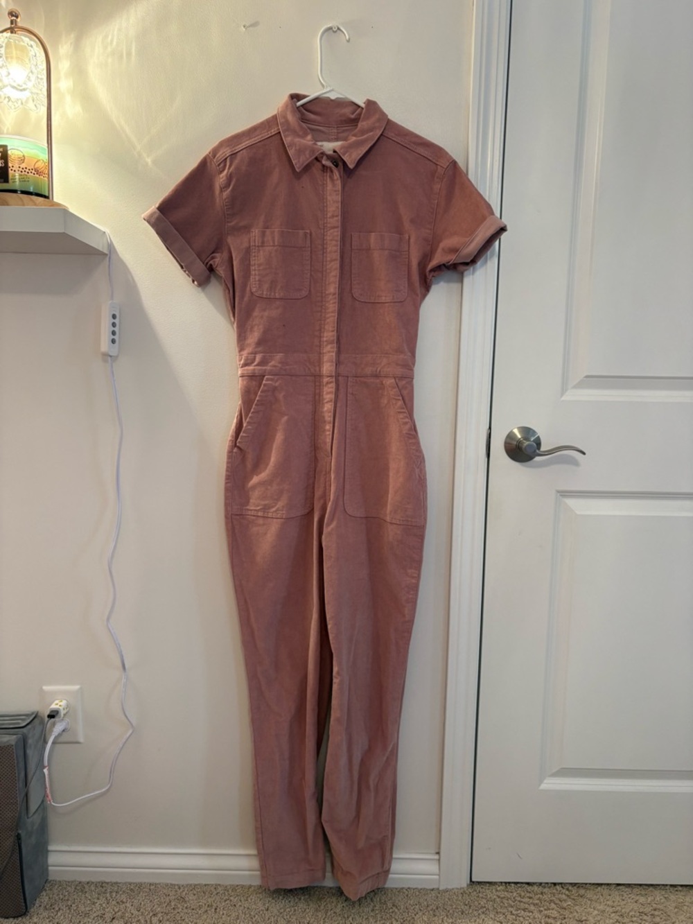 Altar'd State Mauve Utility Short-Sleeve Jumpsuit